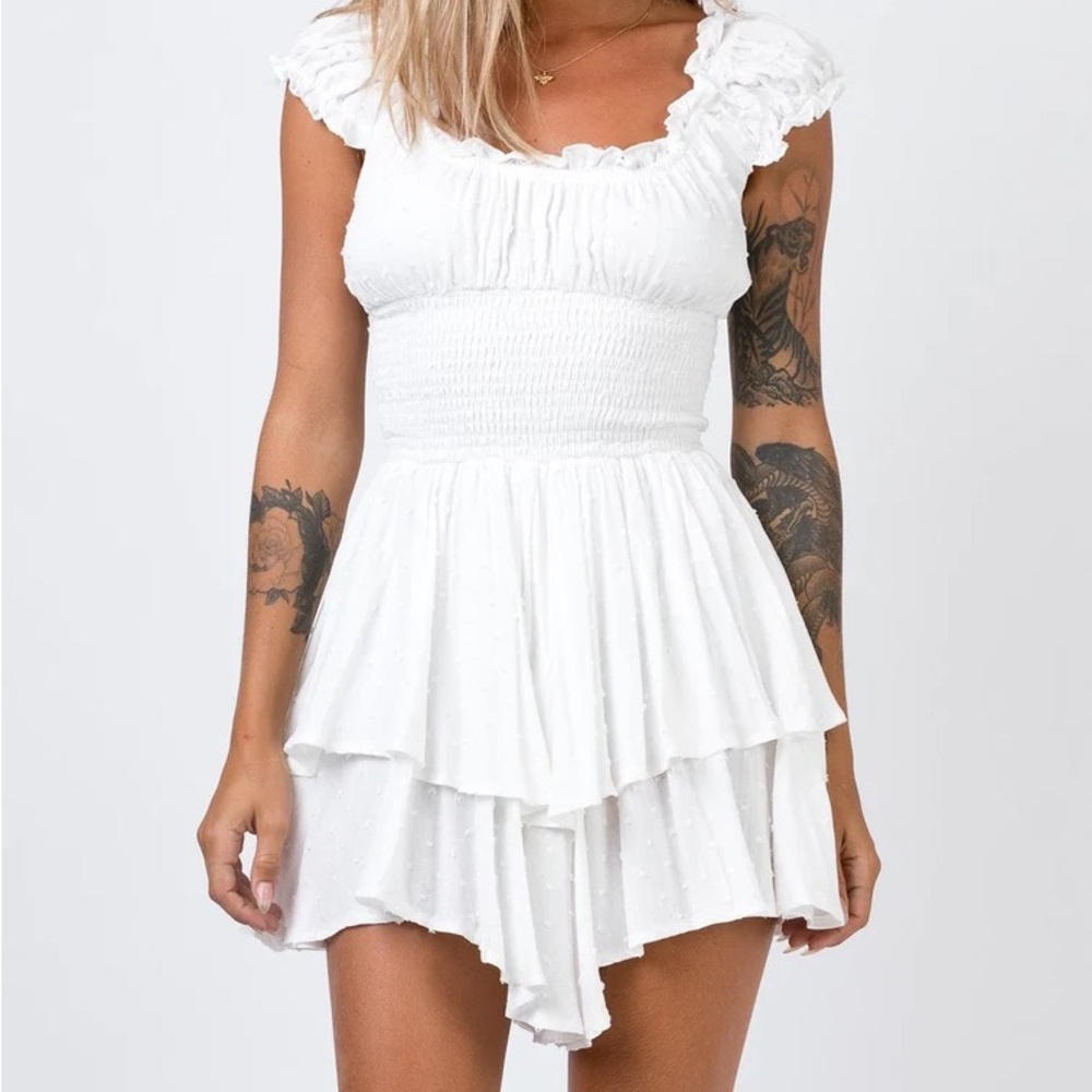 Princess Polly Love Galore Romper (White)